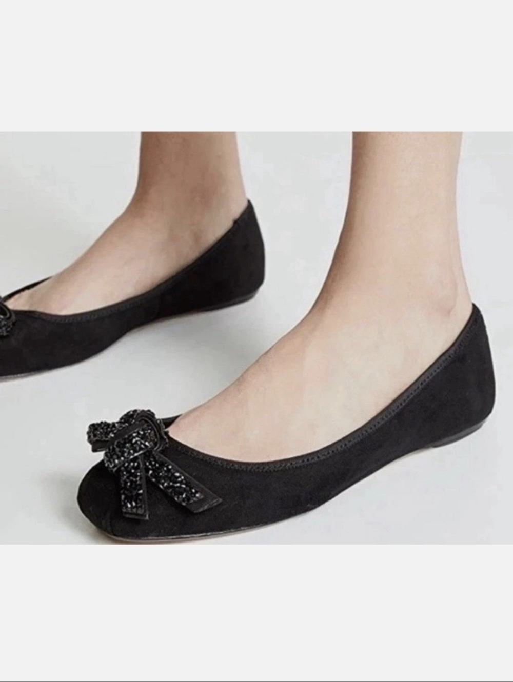 Kate Spade New York Freya Ballet Flat Black Suede Rhinestone GLam